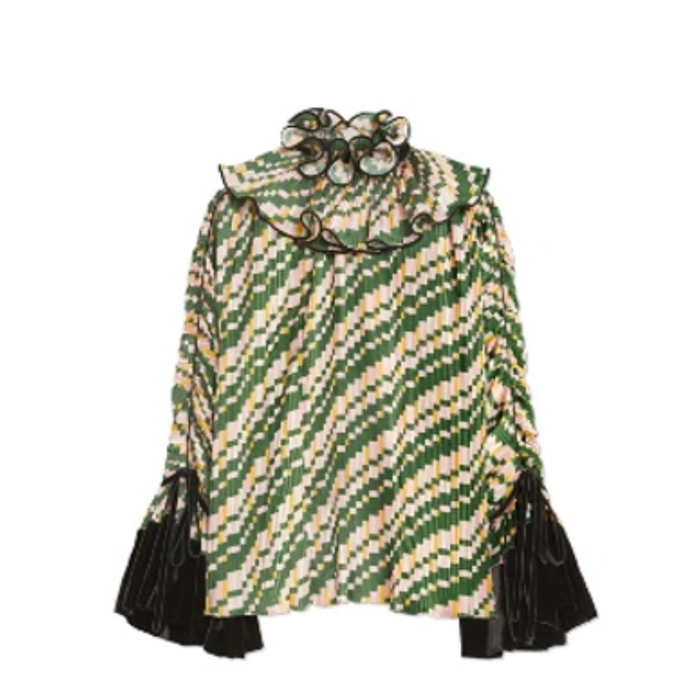 Tory Burch Green and Cream Blouse